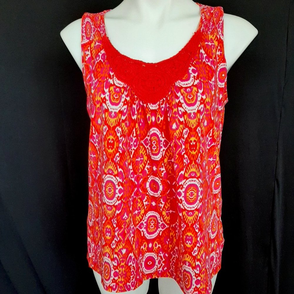 Jones of New York Crocheted Yoke Tank Top